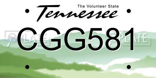 CGG581 Tennessee License Plate