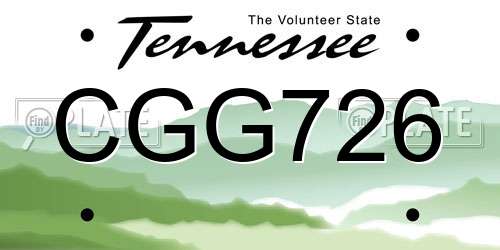 CGG726 Tennessee License Plate