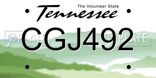 CGJ492 Tennessee License Plate