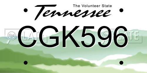 CGK596 Tennessee License Plate