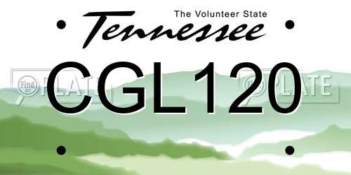 CGL120 Tennessee License Plate