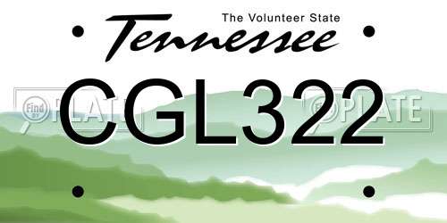 CGL322 Tennessee License Plate