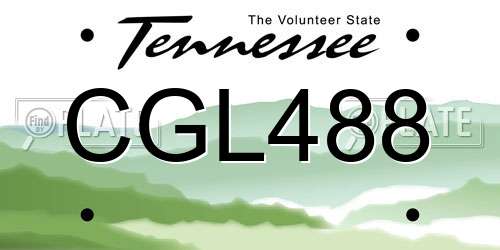 CGL488 Tennessee License Plate
