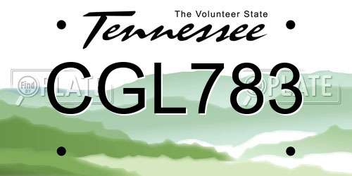 CGL783 Tennessee License Plate