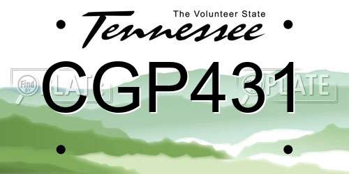 CGP431 Tennessee License Plate