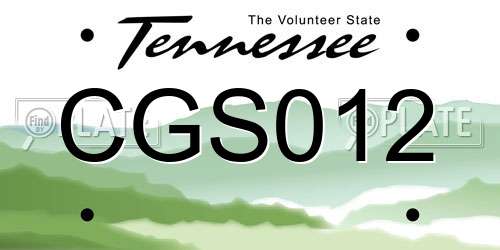 CGS012 Tennessee License Plate