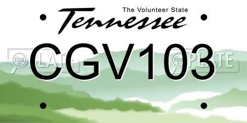 CGV103 Tennessee License Plate