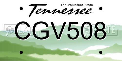 CGV508 Tennessee License Plate