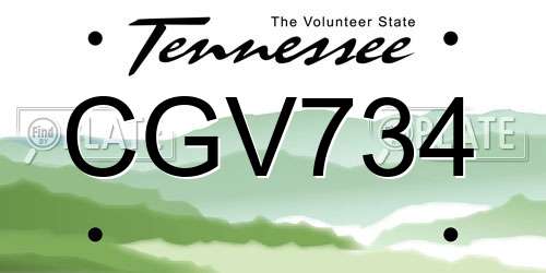 CGV734 Tennessee License Plate