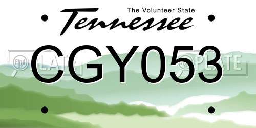 CGY053 Tennessee License Plate