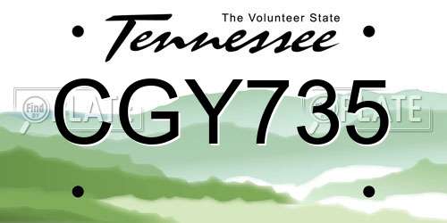 CGY735 Tennessee License Plate