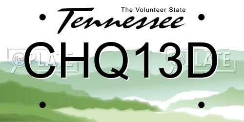 CHQ13D Tennessee License Plate