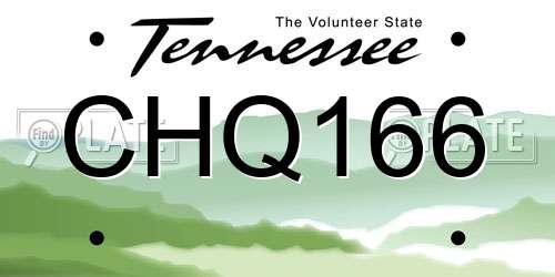 CHQ166 Tennessee License Plate