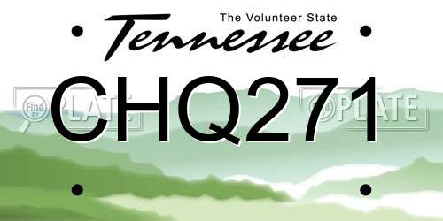 CHQ271 Tennessee License Plate