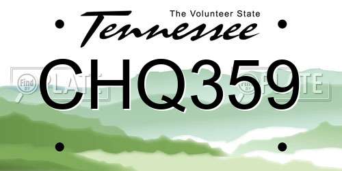 CHQ359 Tennessee License Plate