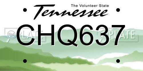 CHQ637 Tennessee License Plate
