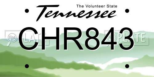 CHR843 Tennessee License Plate