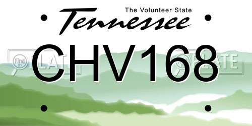 CHV168 Tennessee License Plate