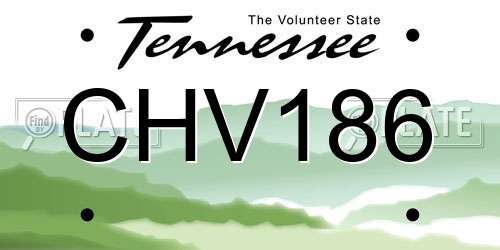 CHV186 Tennessee License Plate