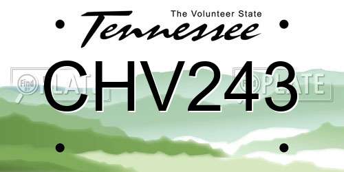 CHV243 Tennessee License Plate