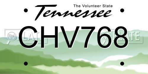CHV768 Tennessee License Plate