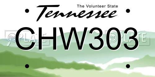 CHW303 Tennessee License Plate