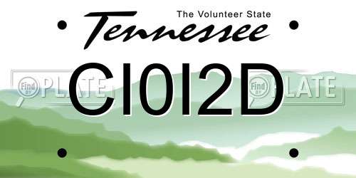 CI0I2D Tennessee License Plate