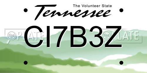 CI7B3Z Tennessee License Plate