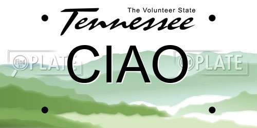 CIAO Tennessee License Plate