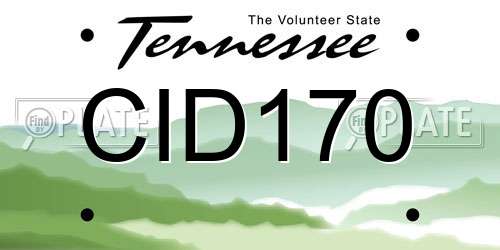 CID170 Tennessee License Plate