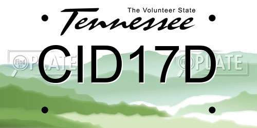 CID17D Tennessee License Plate