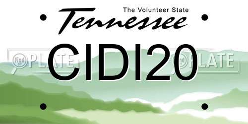 CIDI20 Tennessee License Plate
