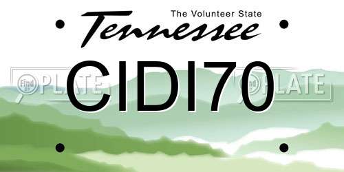 CIDI70 Tennessee License Plate