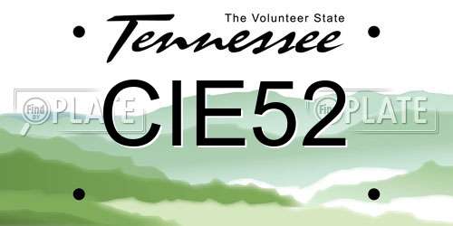 CIE52 Tennessee License Plate