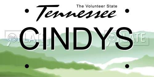 CINDYS Tennessee License Plate