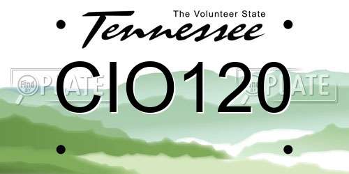CIO120 Tennessee License Plate