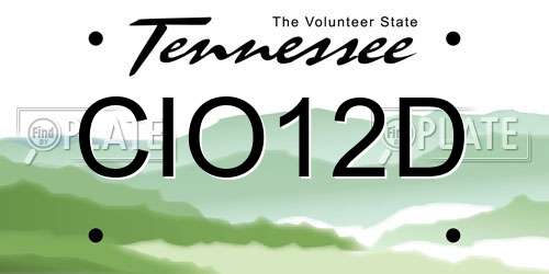 CIO12D Tennessee License Plate