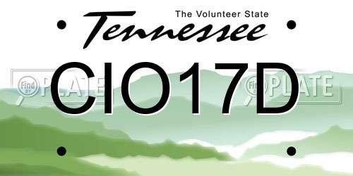 CIO17D Tennessee License Plate