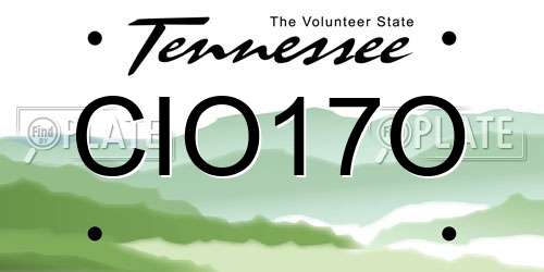 CIO17O Tennessee License Plate