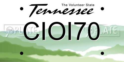 CIOI70 Tennessee License Plate