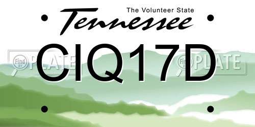 CIQ17D Tennessee License Plate