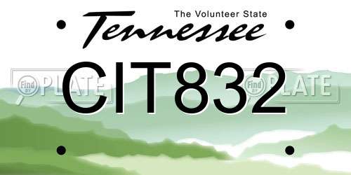 CIT832 Tennessee License Plate
