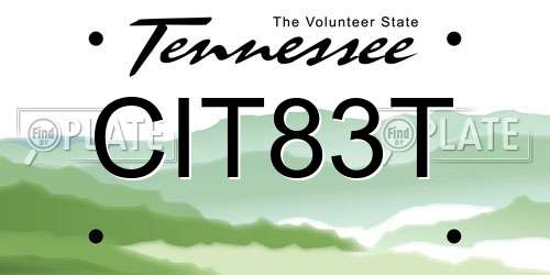 CIT83T Tennessee License Plate