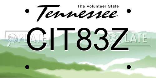 CIT83Z Tennessee License Plate