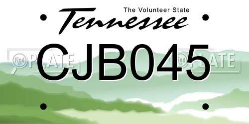 CJB045 Tennessee License Plate