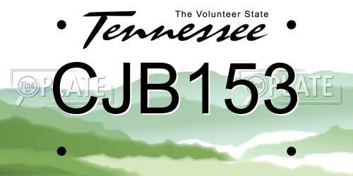 CJB153 Tennessee License Plate