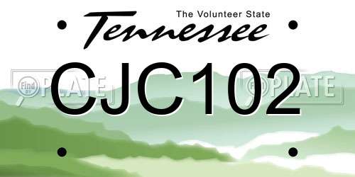 CJC102 Tennessee License Plate