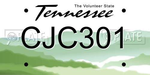 CJC301 Tennessee License Plate