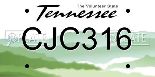 CJC316 Tennessee License Plate