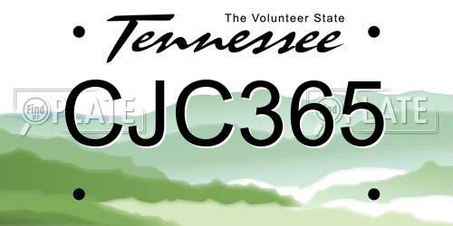CJC365 Tennessee License Plate